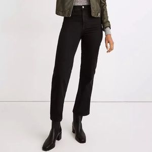 NWT Madewell High Rise Slim Wide Leg Crop Jeans In Lunar Wash Black 25 Petite